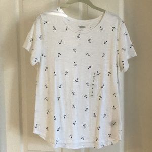 Old Navy White Anchor Tee